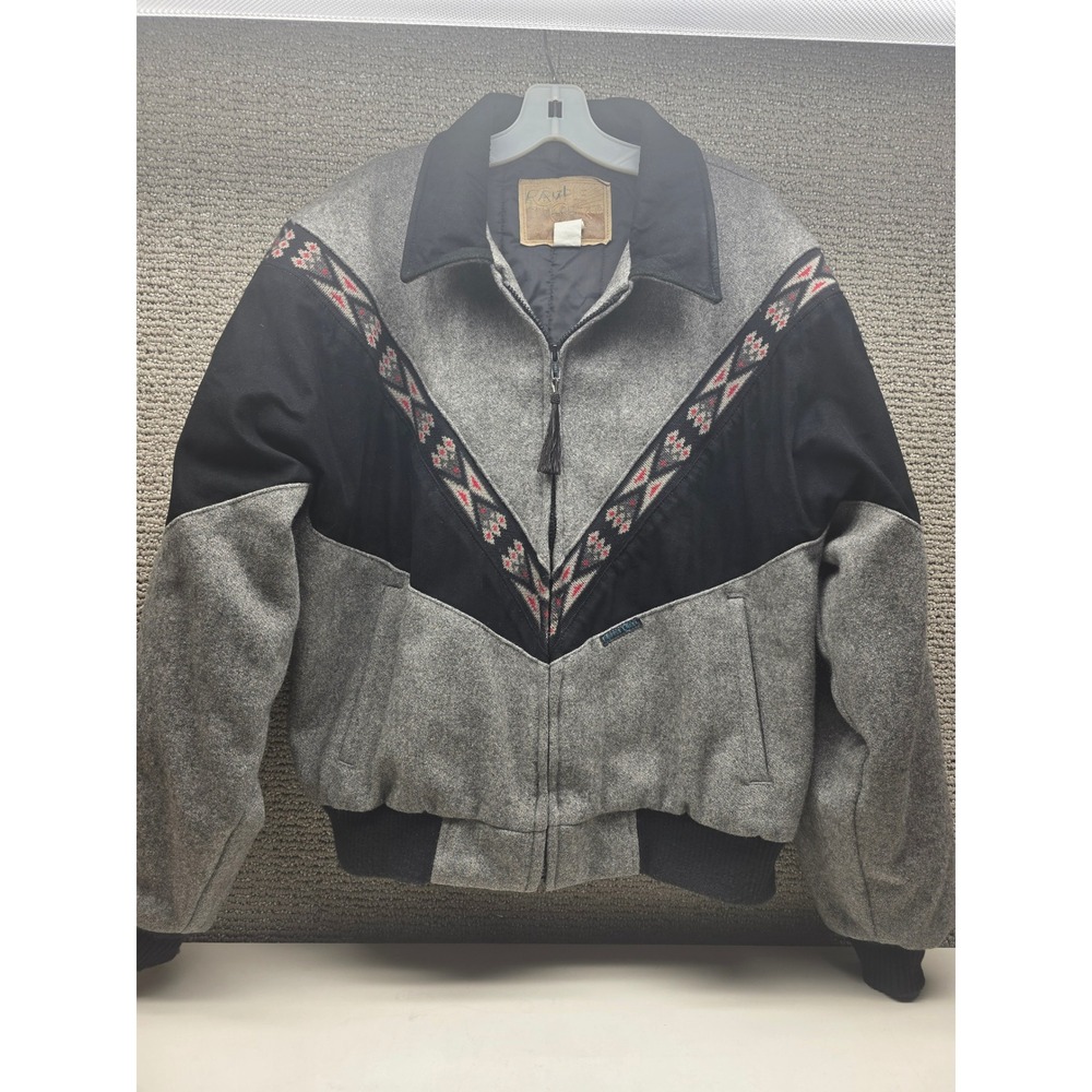 Ripple Creek Mens Vintage Southwestern Wool Blend Quarter Zip Sweater Gray Large